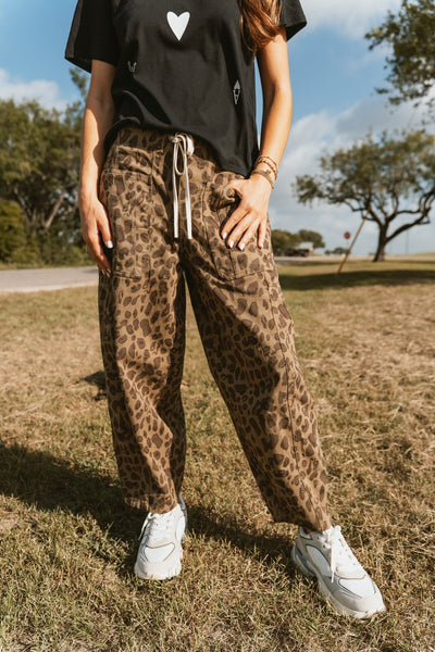Olive Abstract Leopard Mid - Rise Balloon Pants P26302 - Southern Soule Designs