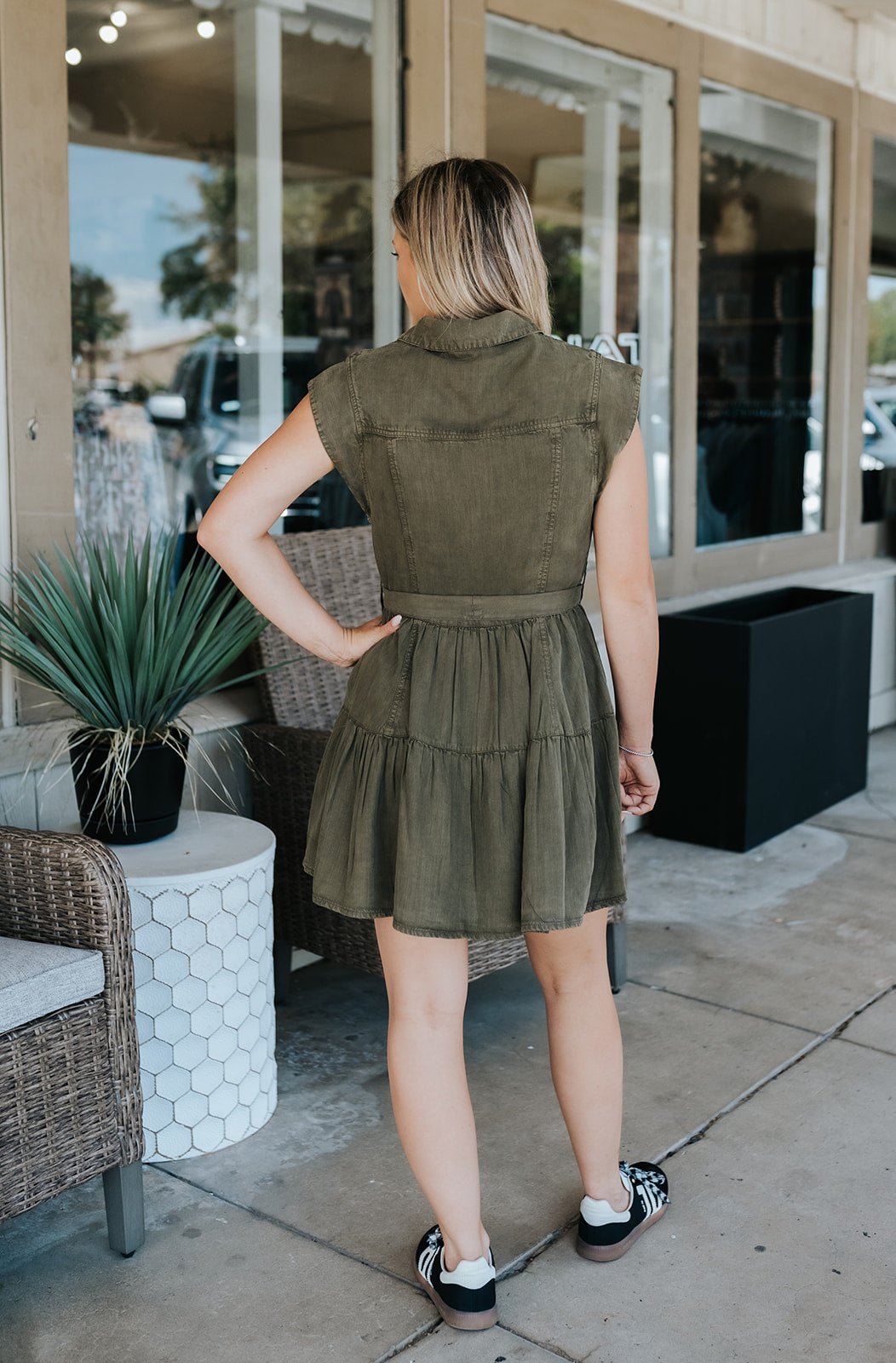 Olive Button Down Collared Dress DT50100 - Southern Soule Designs