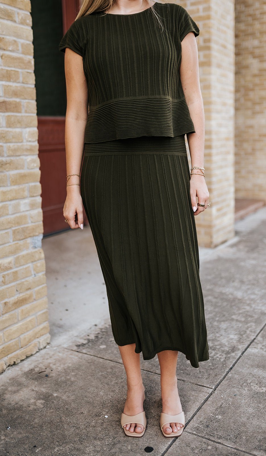 Olive Cap Sleeve Wide Dress RB50503 - Southern Soule Designs