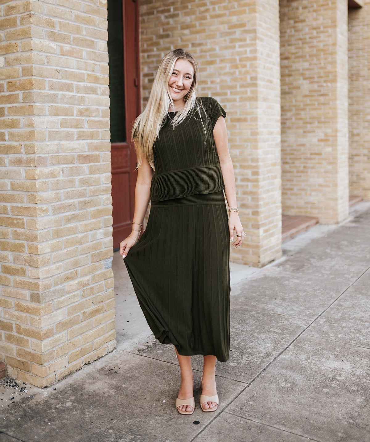 Olive Cap Sleeve Wide Dress RB50503 - Southern Soule Designs
