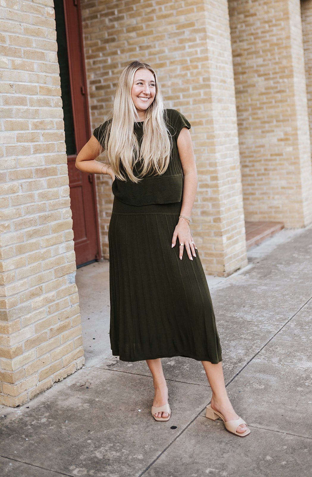 Olive Cap Sleeve Wide Dress RB50503 - Southern Soule Designs