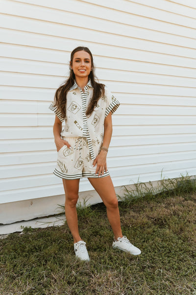 Olive Multi - Print Short Sleeve Top T27338 - Southern Soule Designs