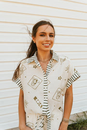 Olive Multi - Print Short Sleeve Top T27338 - Southern Soule Designs