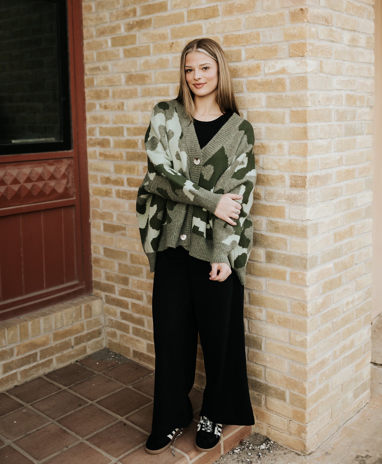 Olive Oversized Camouflage Cardigan IT1670F - Southern Soule Designs