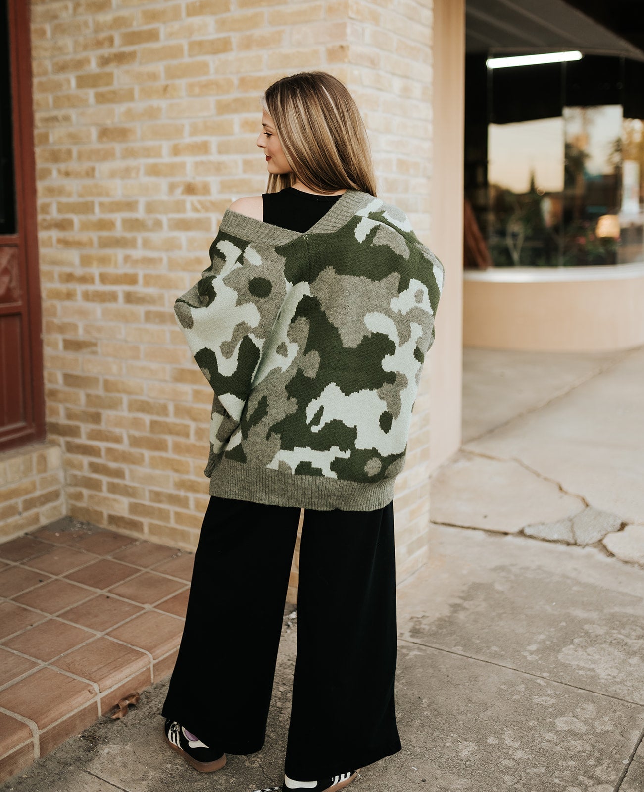 Olive Oversized Camouflage Cardigan IT1670F - Southern Soule Designs