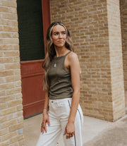 Olive Ribbed Tank Top ET5879 - Southern Soule Designs