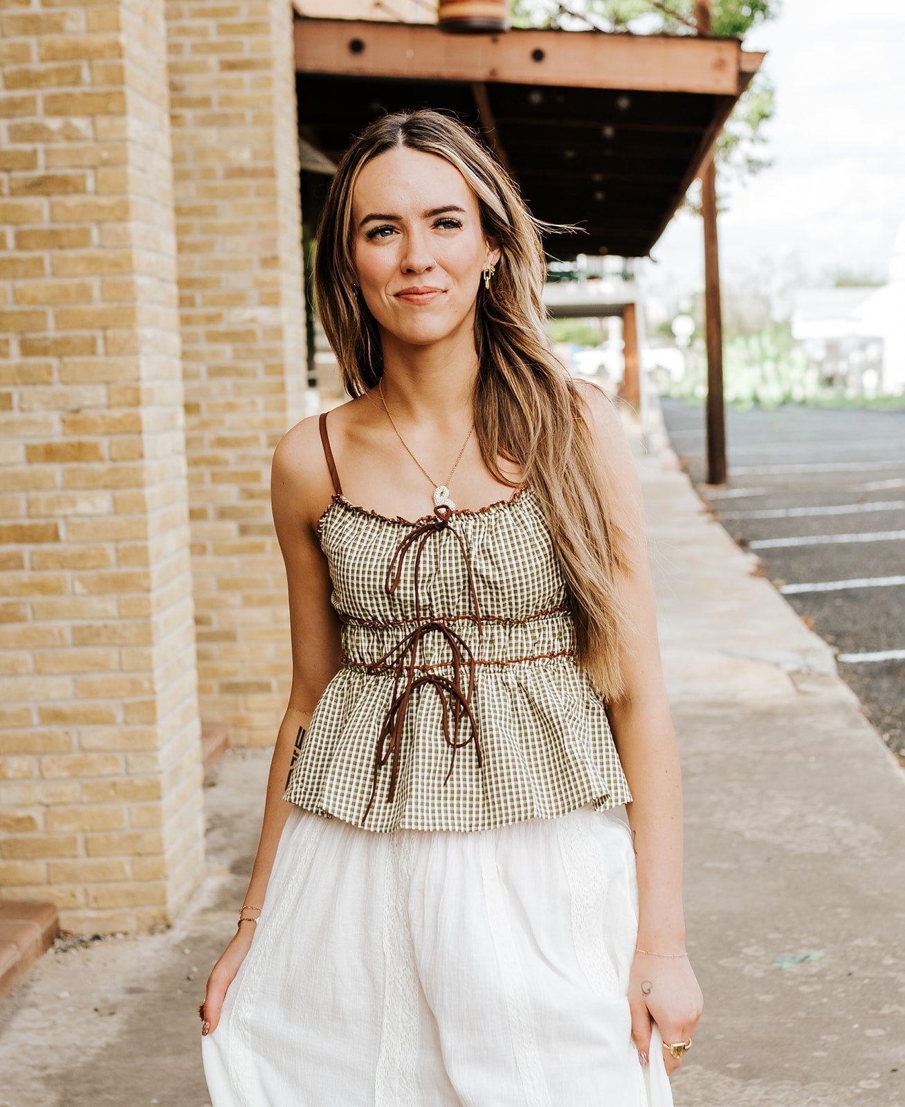Olive Sleeveless Tie - Front Cami Top BMT7876 - Southern Soule Designs