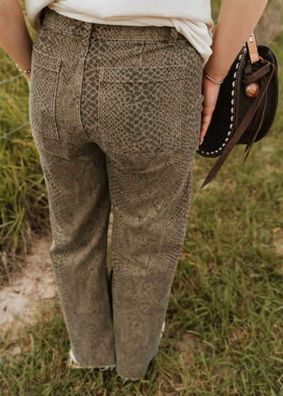 Olive Snake Print Pants P5223 - Southern Soule Designs