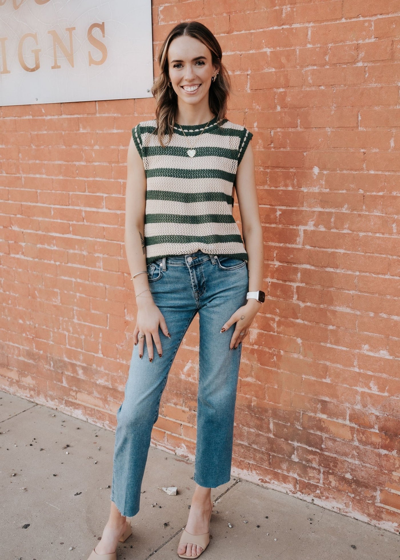 Olive/Beige Striped Knit Vest MT40305 - Southern Soule Designs