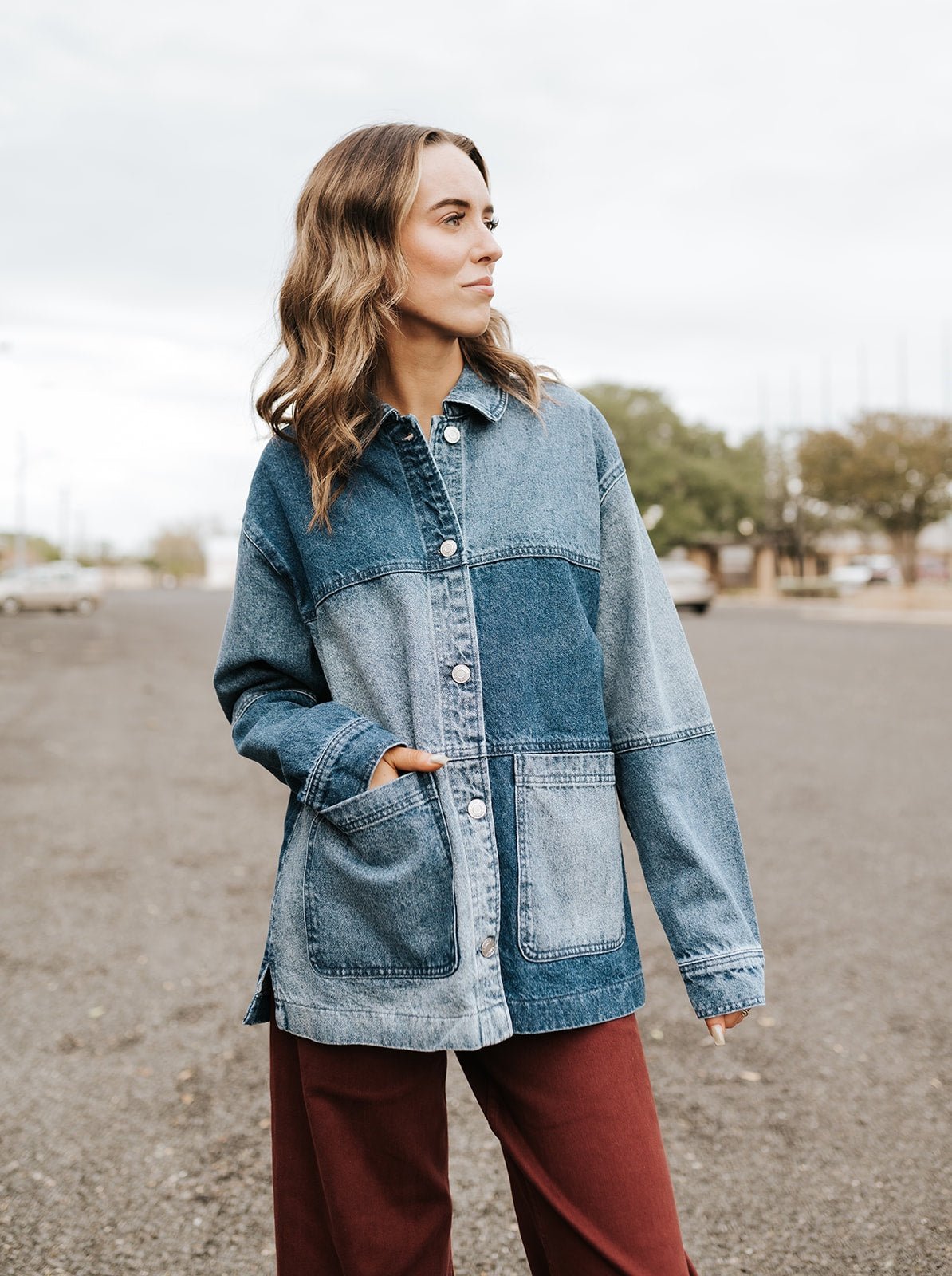 On The Road Color Block Jacket Mixed Indigo ZJ254969 - Southern Soule Designs