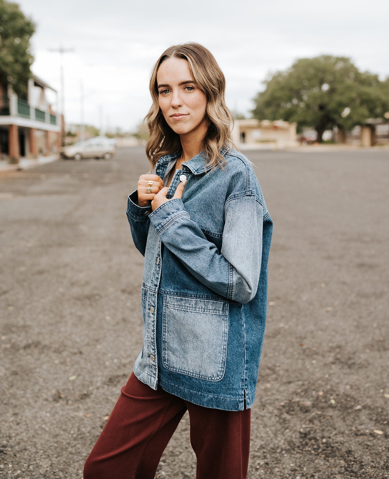 On The Road Color Block Jacket Mixed Indigo ZJ254969 - Southern Soule Designs