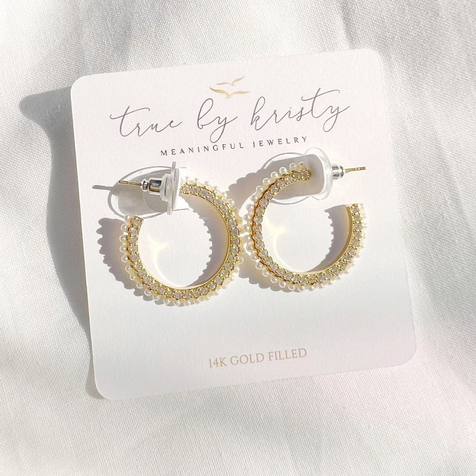 Only You Pave Pearl Hoops - Southern Soule Designs