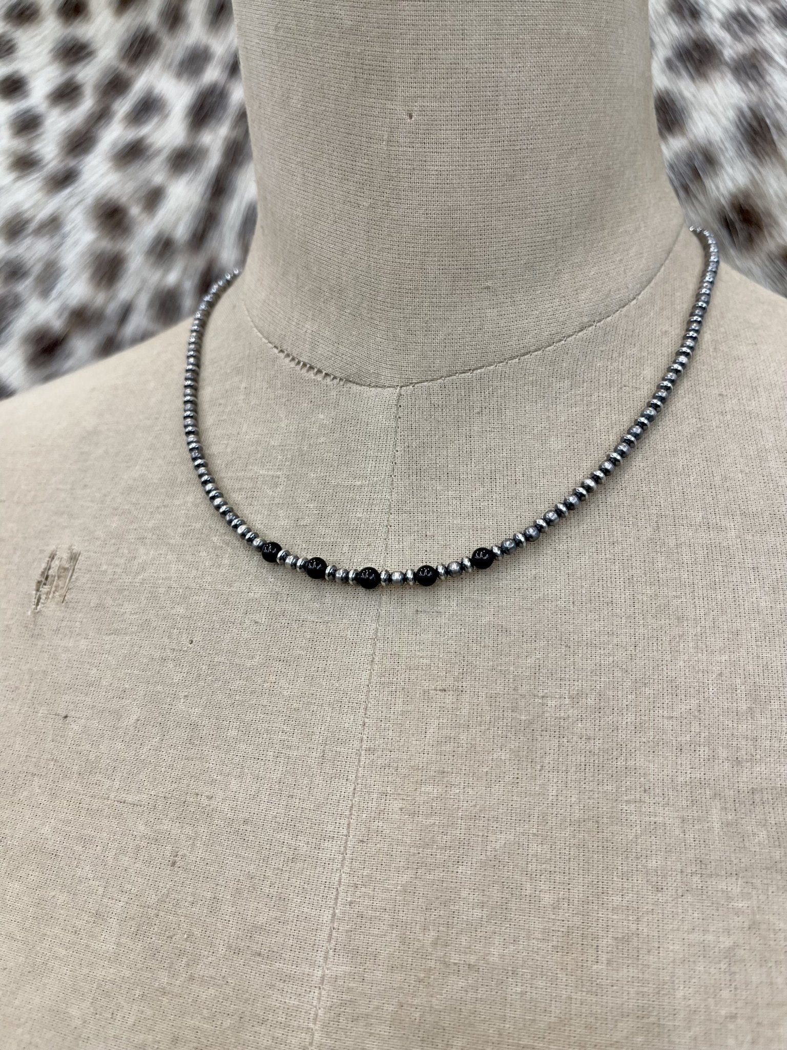 Onyx and Navajo Pearl Necklace NPN014ON - 18 - Southern Soule Designs