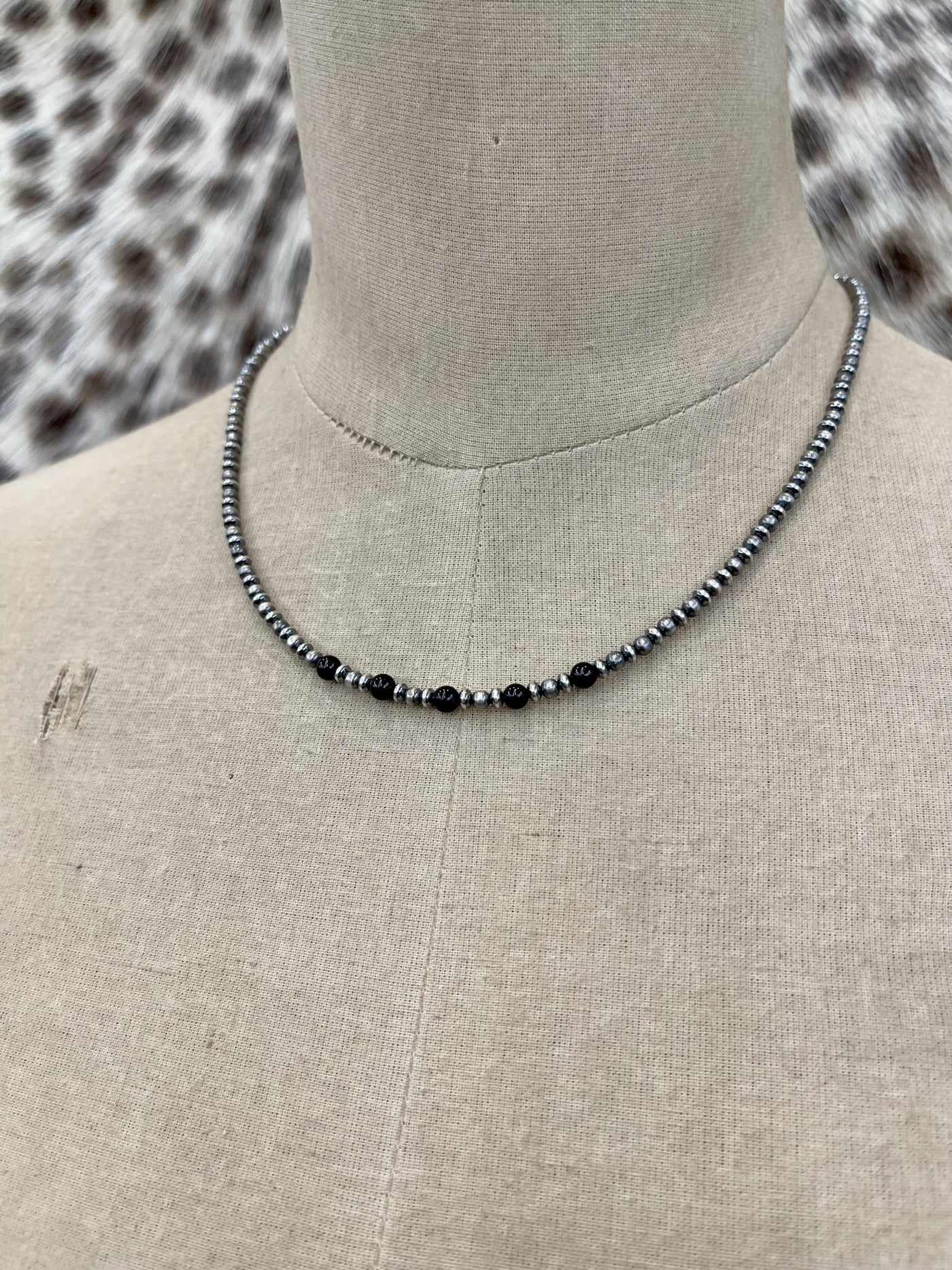 Onyx and Navajo Pearl Necklace NPN014ON - 18 - Southern Soule Designs