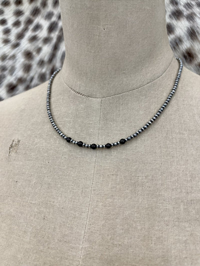 Onyx and Navajo Pearl Necklace NPN014ON - 18 - Southern Soule Designs