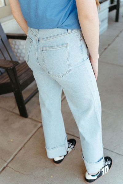 Light Denim Cuffed Palazzo BP476J