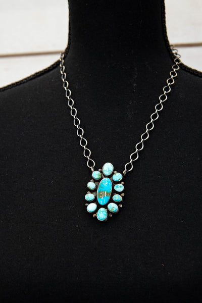 Oval Turq Pendant Chain Necklace - Southern Soule Designs
