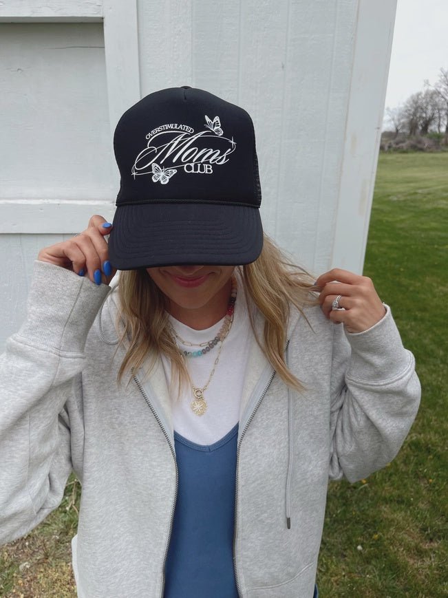 Overstimulated Mom Club Trucker Hat Black - Southern Soule Designs
