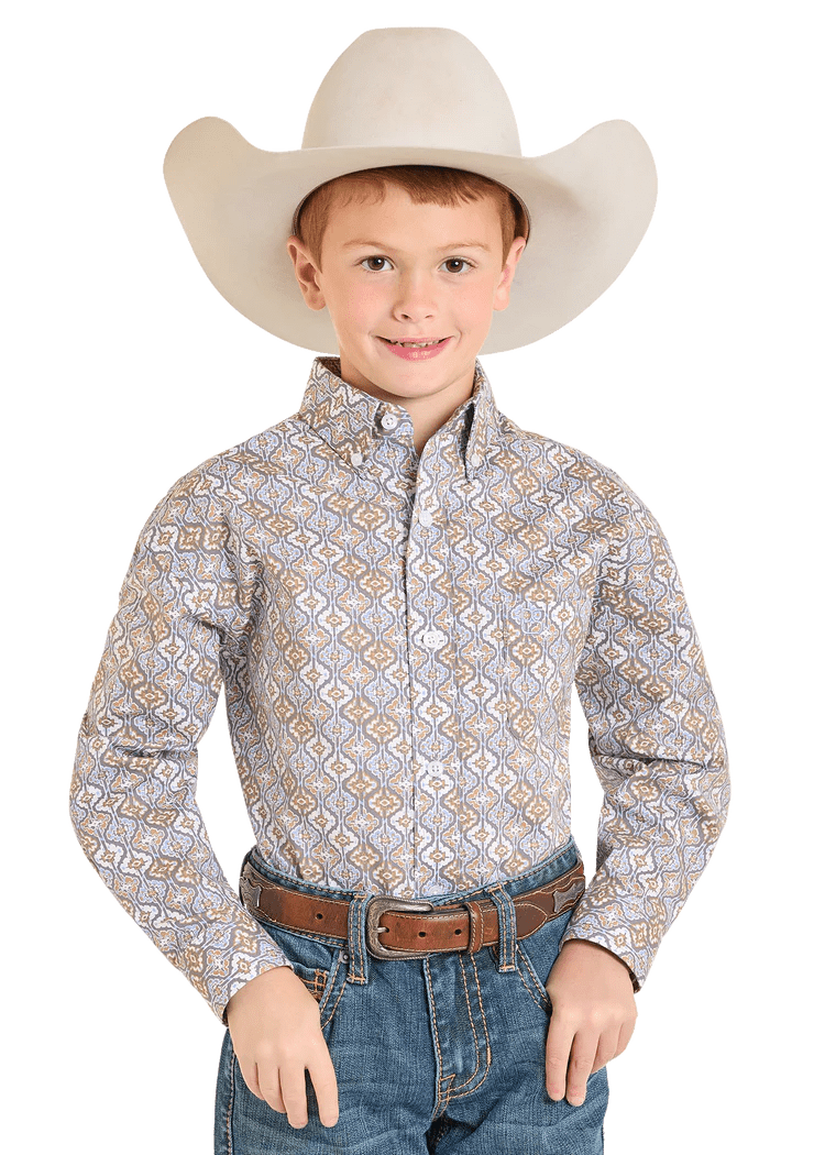 Panhandle Slim Boys Long Sleeve Button Shirt Grey SBB2S07415 - Southern Soule Designs