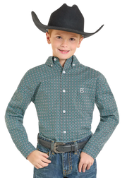 Panhandle Slim Boys Long Sleeve Button Shirt Turquoise SBB2S07405 - Southern Soule Designs