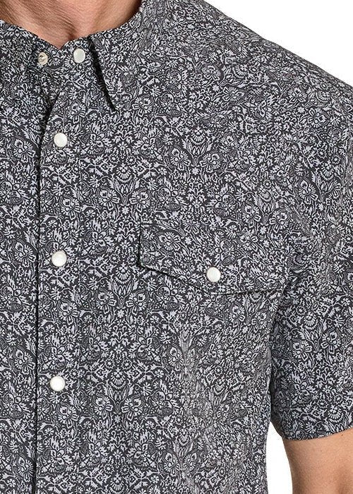 Panhandle Slim Men's Black Printed Short Sleeve Snap Shirt TMN3S08223 - Southern Soule Designs