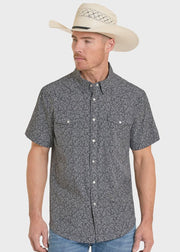 Panhandle Slim Men's Black Printed Short Sleeve Snap Shirt TMN3S08223 - Southern Soule Designs