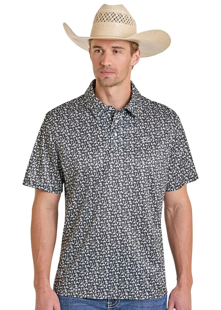 Panhandle Slim Men's Polo Snap Black TM51T08291 - Southern Soule Designs