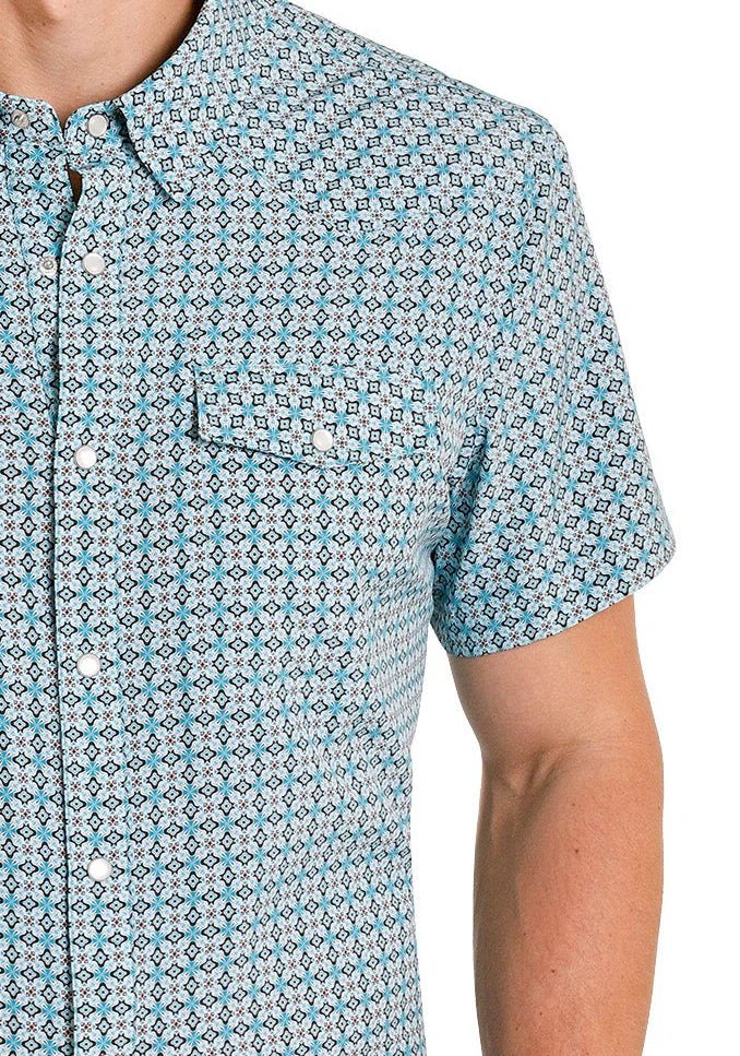 Panhandle Slim Men's Short Sleeve Snap Shirt Turquoise TMN3S08198 - Southern Soule Designs