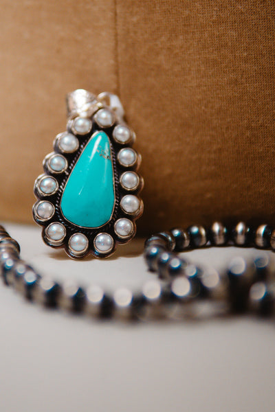 Turq/Pearl Teardrop Pendant