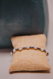 Pearl/Onyx Stretch Bracelet - Southern Soule Designs