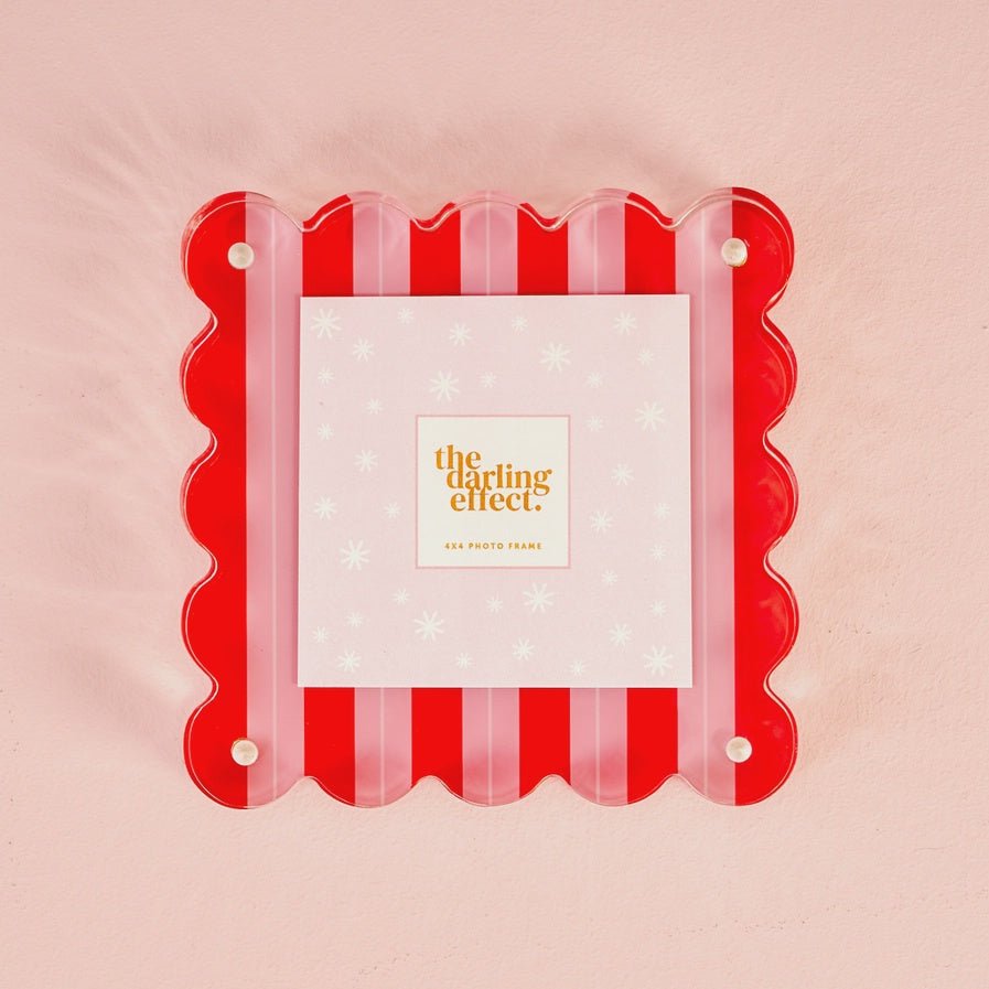 Peppermint Stripes Square Scalloped Acrylic Frame - Southern Soule Designs