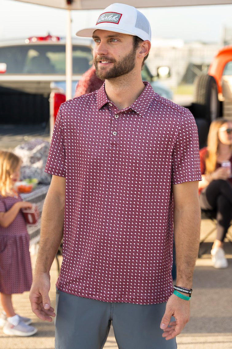 Burlebo Texas Maroon Performance Polo