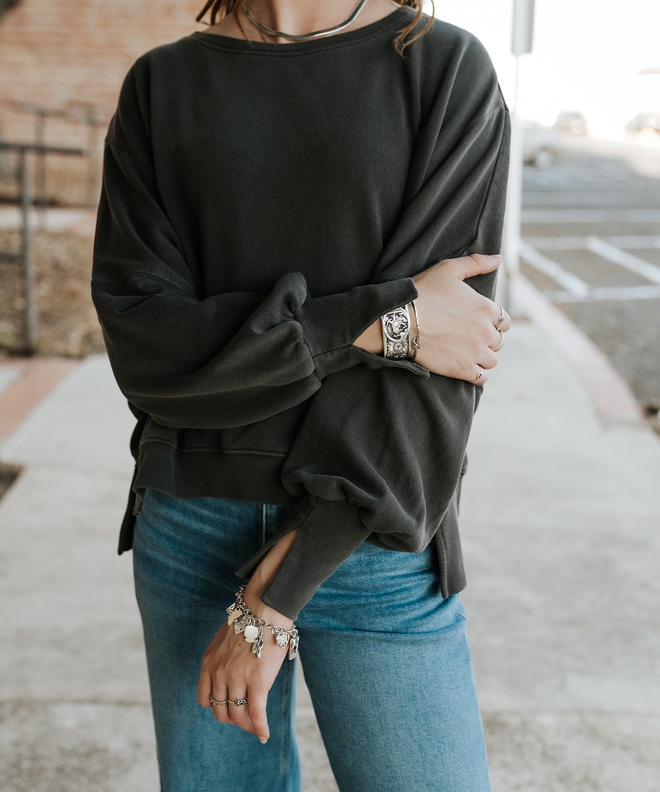 Pigment Dark Gull Grey Trenton Sweater - Southern Soule Designs