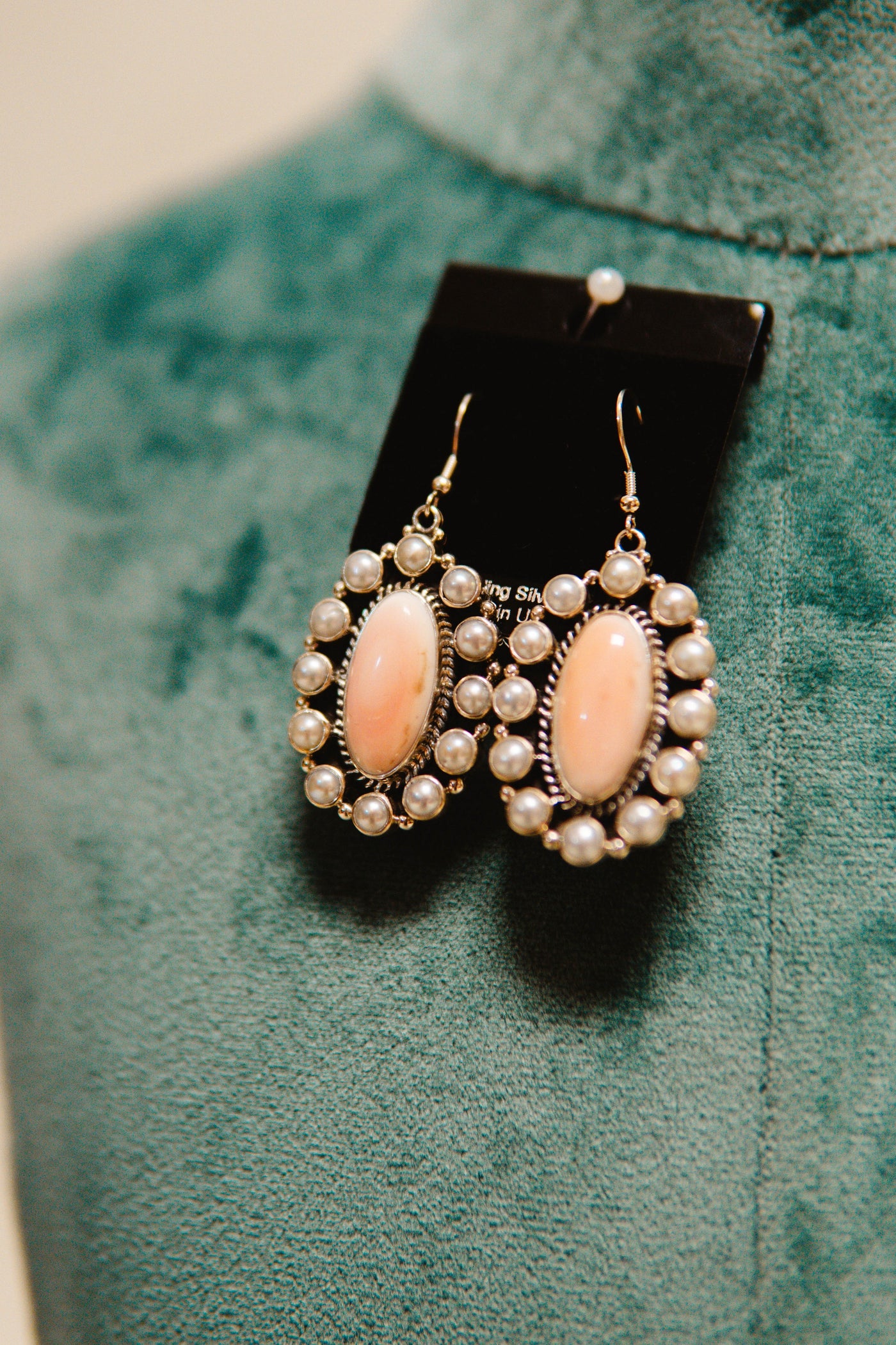 Pink Conch/Pearl Oval Earrings