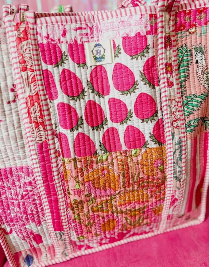 Pink City Regular Printed Quilted Tote Bag - Southern Soule Designs