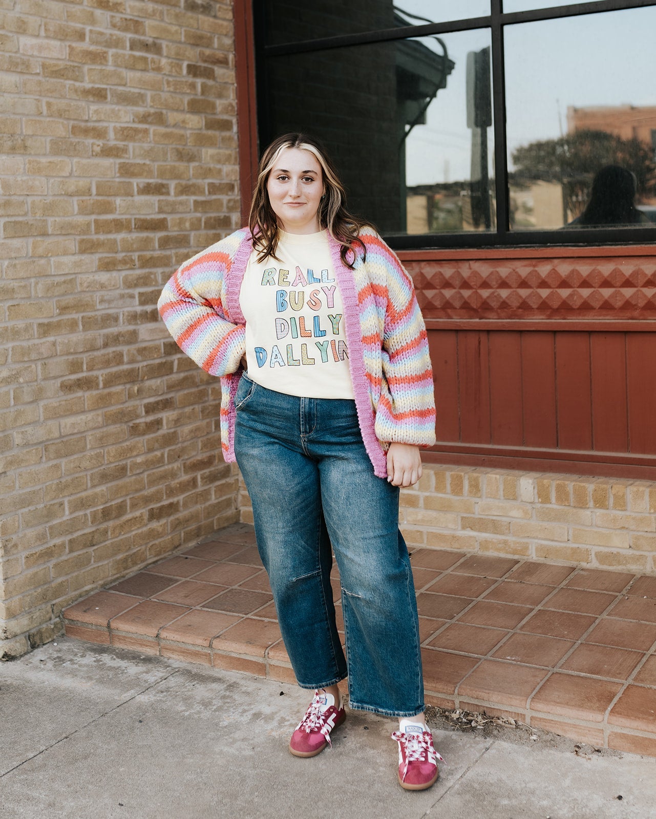 Pink Combo Multi Striped Sweater Cardigan WL25 - 10831 - Southern Soule Designs