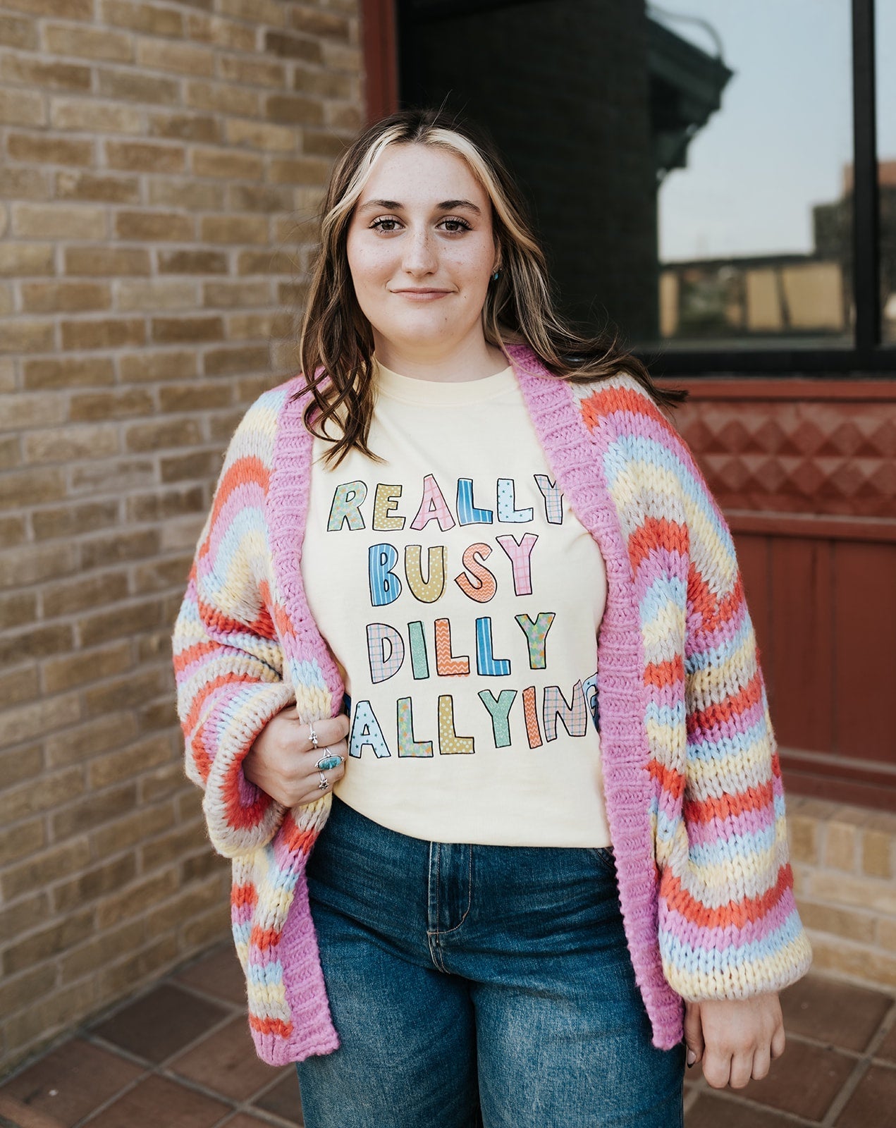 Pink Combo Multi Striped Sweater Cardigan WL25 - 10831 - Southern Soule Designs