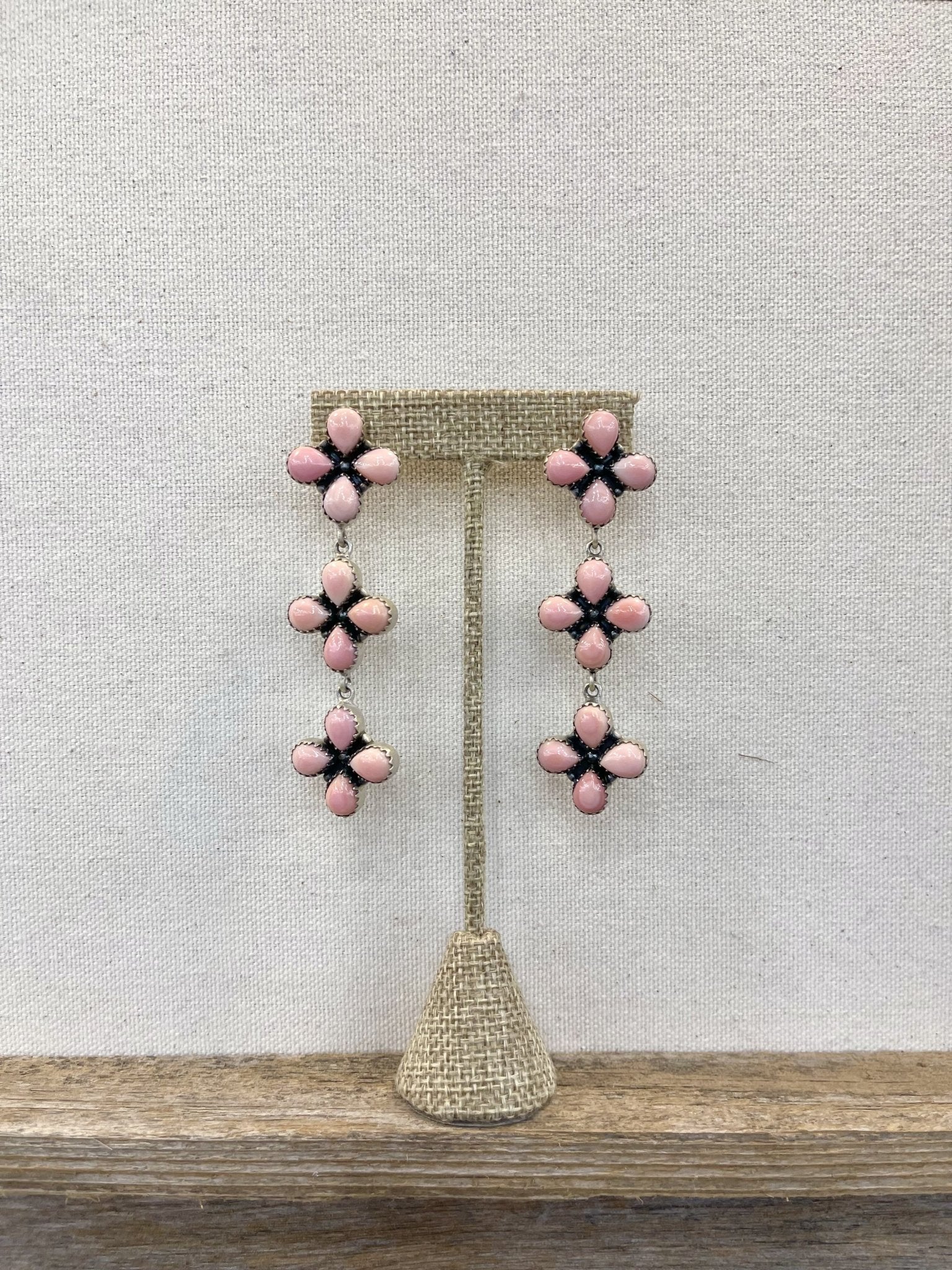 Pink Conch 3 Cluster Drop Earring - Southern Soule Designs