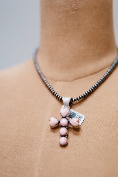 Pink Conch Heart Cross Pendant - Southern Soule Designs