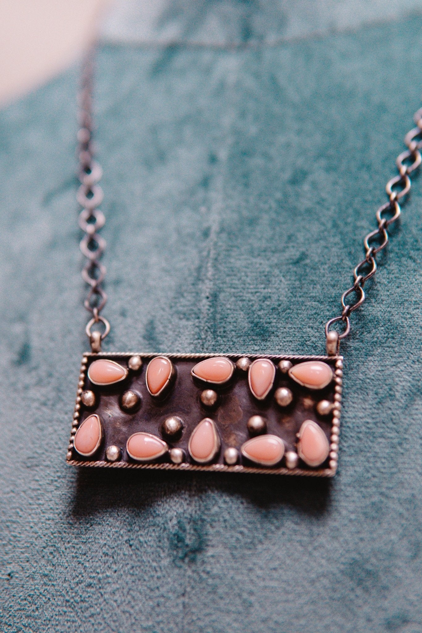 Pink Conch Large Bar Stone Necklace - Southern Soule Designs