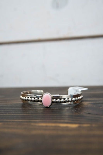Pink Conch Oval Stone Cuff - Southern Soule Designs