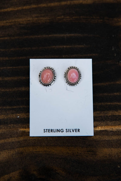 Pink Conch Oval Studs - Southern Soule Designs