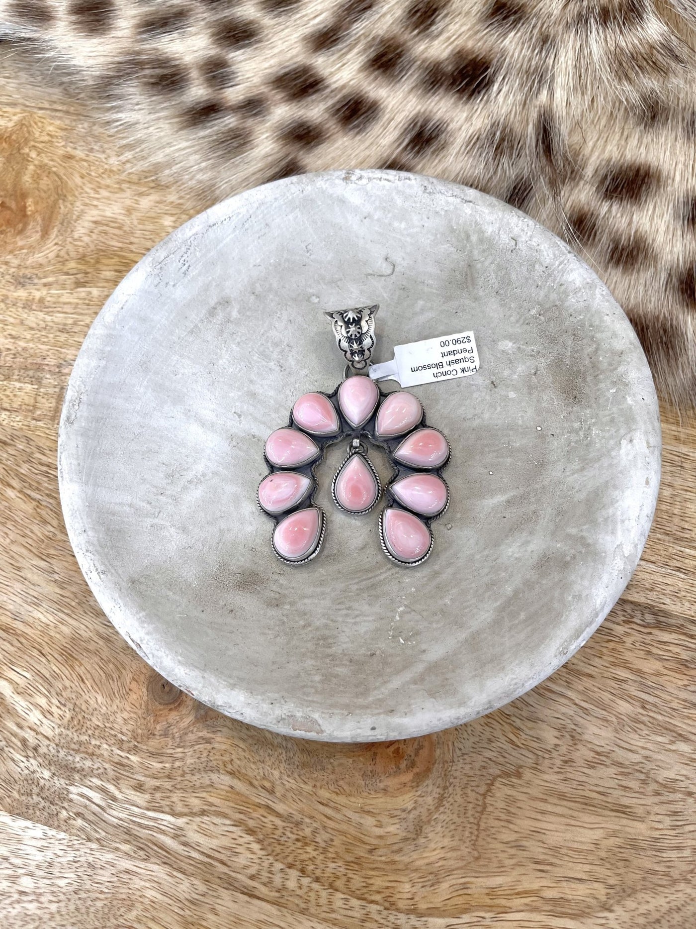 Pink Conch Squash Blossom Pendant - Southern Soule Designs
