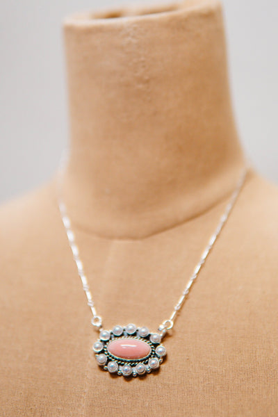 Pink Conch/Pearl Oval Necklace - Southern Soule Designs