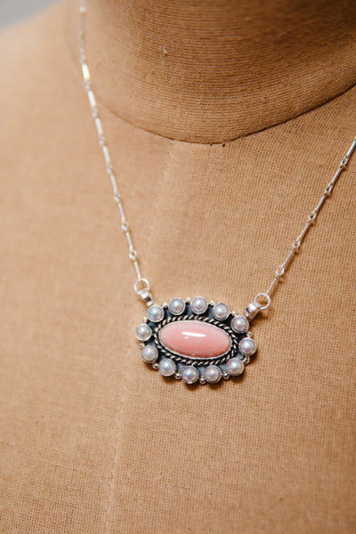 Pink Conch/Pearl Oval Necklace - Southern Soule Designs