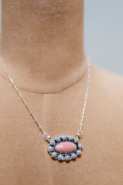 Pink Conch/Pearl Oval Necklace - Southern Soule Designs