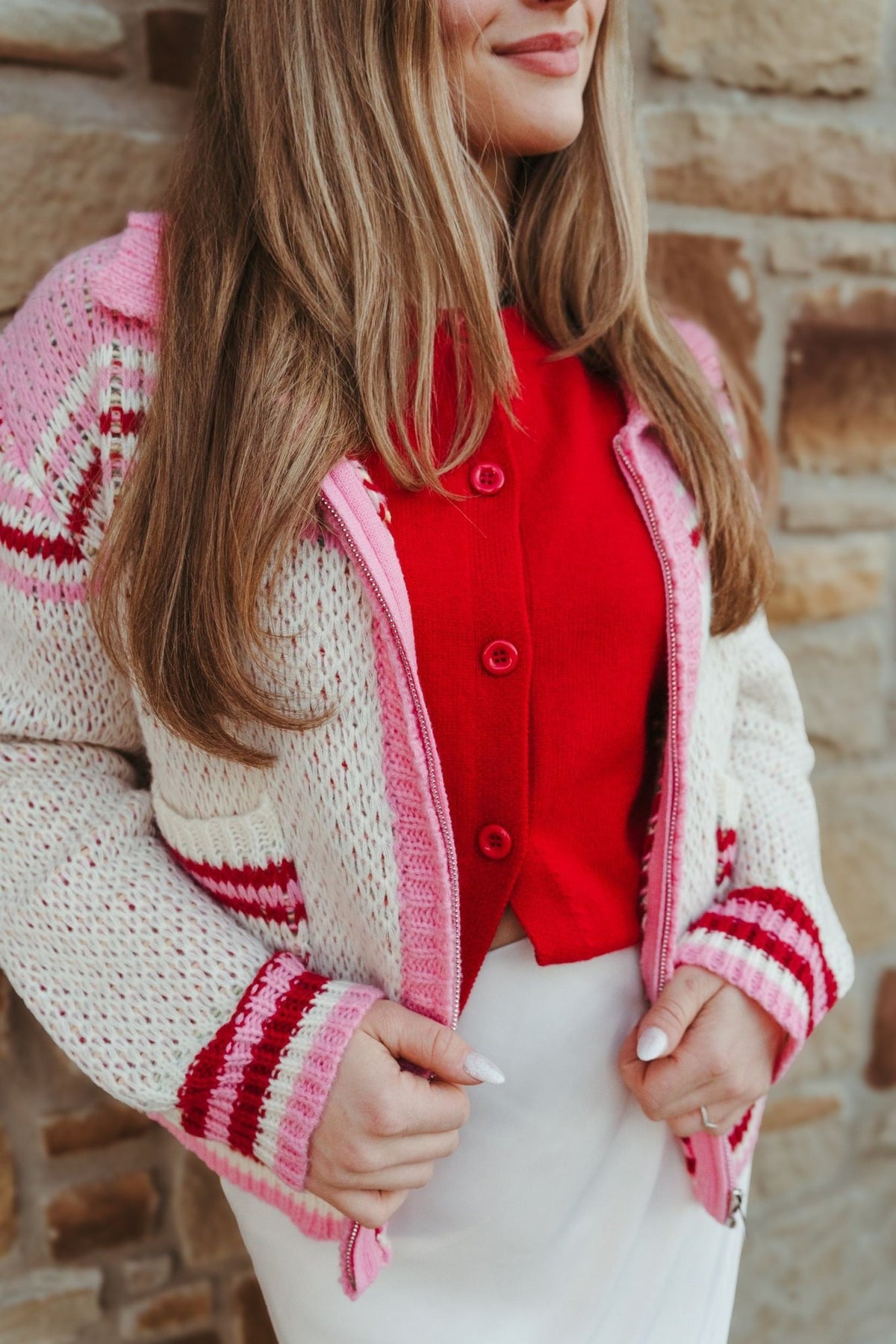 Pink Cowgirl Button Zip Up Sweater BRW2777 - Southern Soule Designs