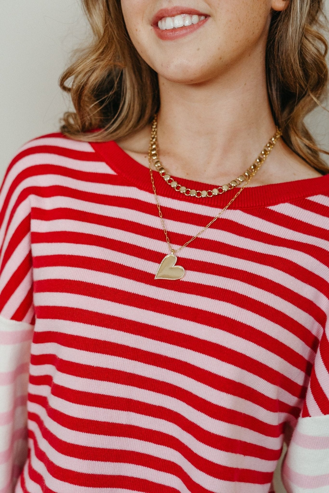 Pink Cropped Striped Sweatshirt CT9026 - Southern Soule Designs