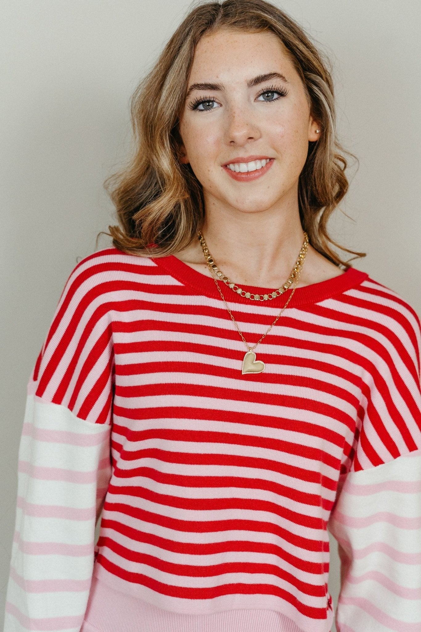 Pink Cropped Striped Sweatshirt CT9026 - Southern Soule Designs