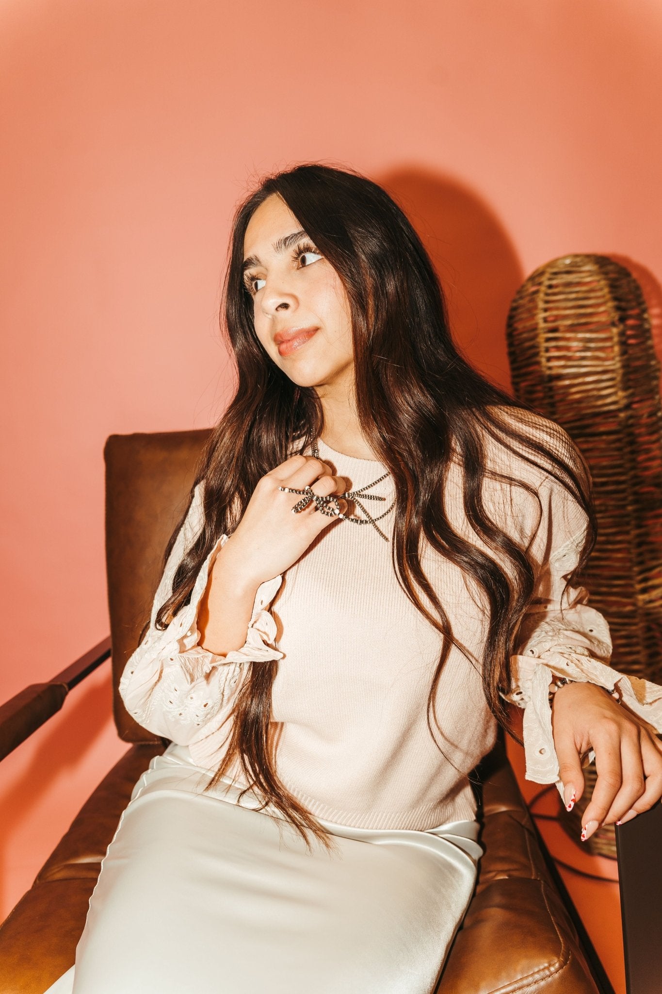 Pink Eyelet Ruffle Sleeve Knit Sweater T25470 - Southern Soule Designs